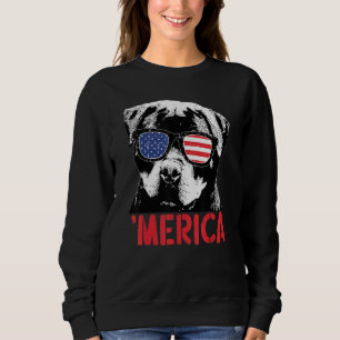 Camiseta Merica Rottweiler Dog American Flag Sunglass 4º