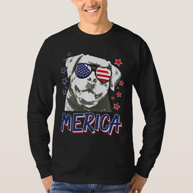 Camiseta Merica Rottweilers Cão 4 De Julho Dos Eua Gift Pre (Frente)