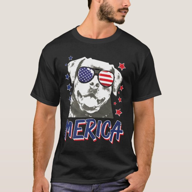 Camiseta Merica Rottweilers Cão 4 De Julho Dos Eua Gift Pre (Frente)