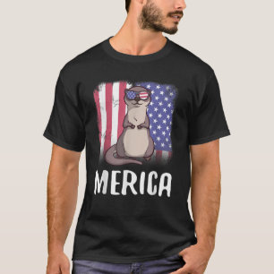 Camiseta Merica Sea Otter EUA Bandeira Americana 4 de julho