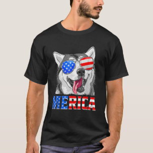 Camiseta Merica Siberian Husky Dog American Bandeira 4 de j