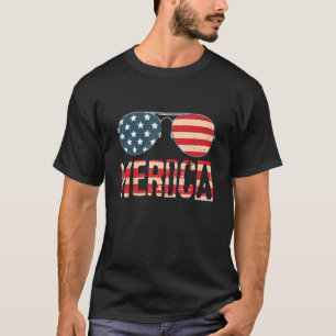 Camiseta Merica Sunglass 4 de julho Roupa de Bandeira Ameri