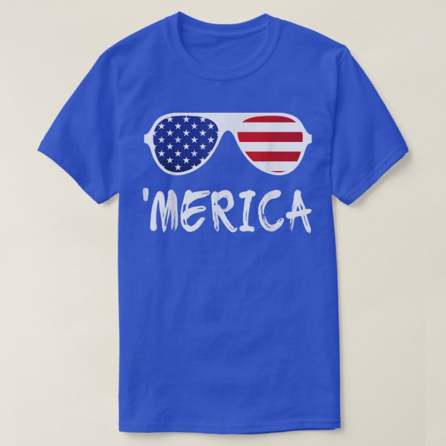 Camiseta Merica Sunvidles Patriótico Quarto de julho (Frente do Design)