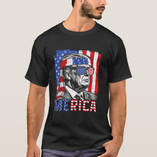Camiseta Merica Trump Feliz 4 De Julho Fla Americana Engraç