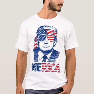 Camiseta MERICA TRUMP Happy 4 De Julho Trump American Flag