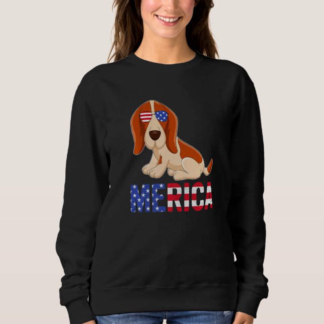 Camiseta Merica Usa Flag Basset Hound Dog Sunvidles 4th Of (Frente)