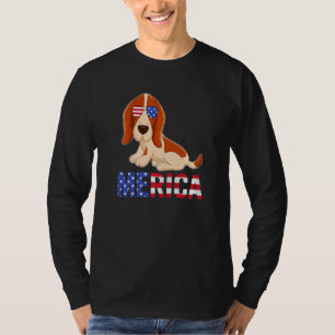 Camiseta Merica Usa Flag Basset Hound Dog Sunvidles 4th Of