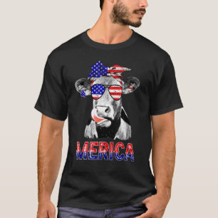 Camiseta Merica Vaca Óculos de Sol Bandana 4 de Julho