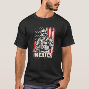 Camiseta Merica Vintage American Flag Soldiers 4 De Julho