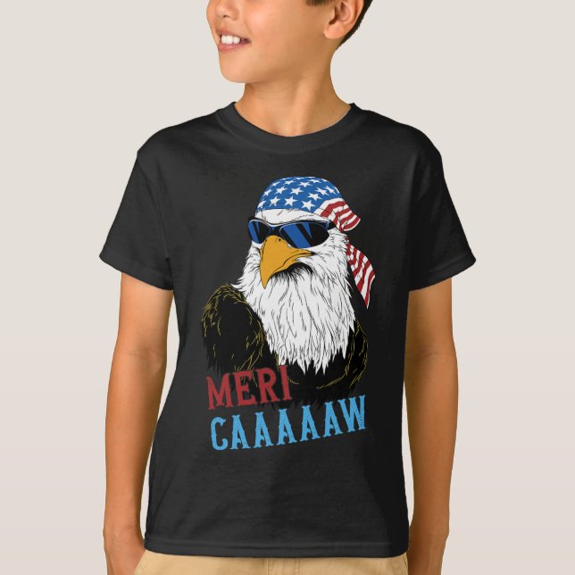 Camiseta Mericaaaaaw Eagle Mullet 4 De Julho Americano (Frente)