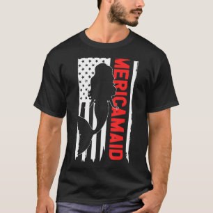 Camiseta Mericamaid American Flag Mermaid Mãe Rapariga 4º D