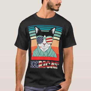 Camiseta Mericat Dia 4 de julho Independência Bandeira dos