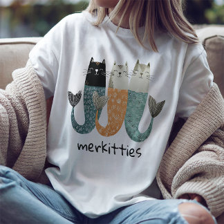 Camiseta Merkitties Cute Cat Mermaid T Shirt