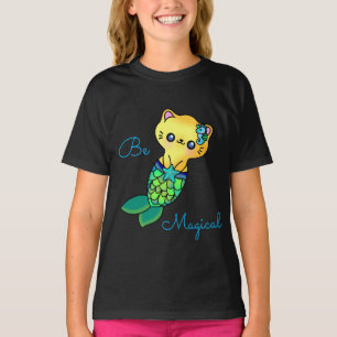 Camiseta Mermaid Cat Ocean Dream Fantasia Adorável Bonito