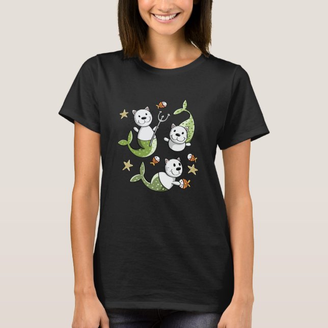 Camiseta Mermaid Cats For Mermaid And Cat (Frente)