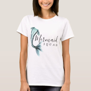 Camiseta Mermaid Crew Aqua   Mint Seafoam Luxe Bridal Party