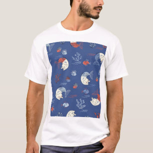 Camiseta Mermaid de gato, padrão sem costura texturizado.