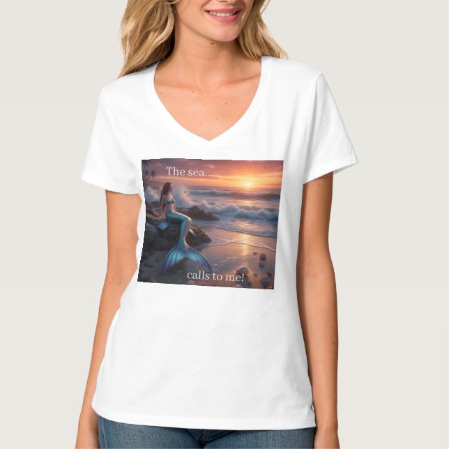 Camiseta Mermaid in the sunrise - The Sea calls to me - (Frente)