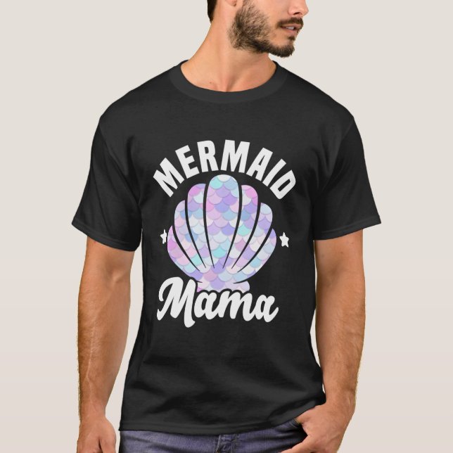 Camiseta Mermaid Mama Seashell Mermaid Squad Py (Frente)