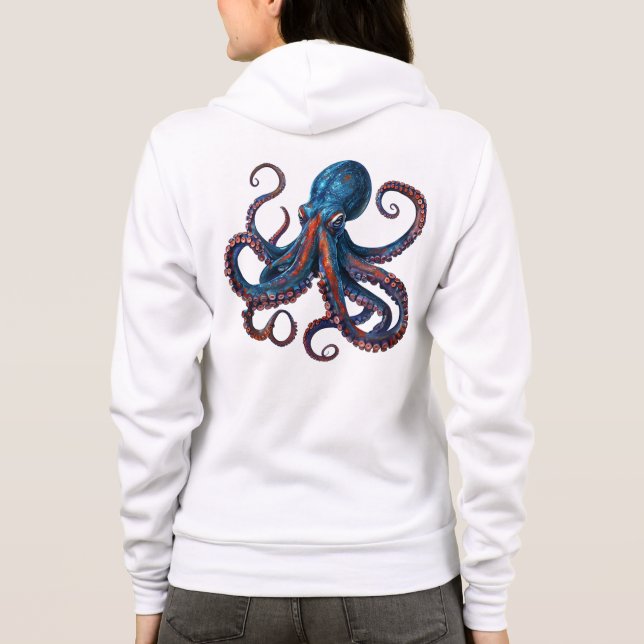 Camiseta Mermaid Octopus Hoodie - Custom Monogram Zip Gift  (Verso)