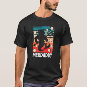 Camiseta Mermaid Pai Merman Swimmer Nadando Da Pai