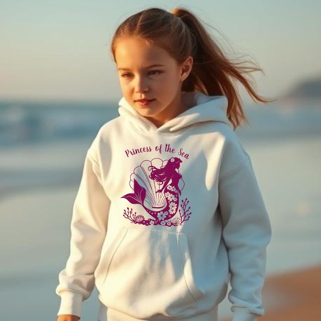 Camiseta Mermaid-Princesa do Mar Havaiana (Hawaiian Mermaid with Sea Shells, Summer, Beach, Kids Hoodie, Fisherman fashion, Fisherman Style)