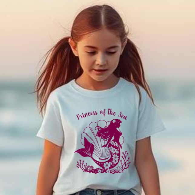 Camiseta Mermaid-Princesa do Mar Havaiana (Hawaiian Mermaid Princess of the Sea, Summer, Beach, Fisherman Style, Kids T shirt)