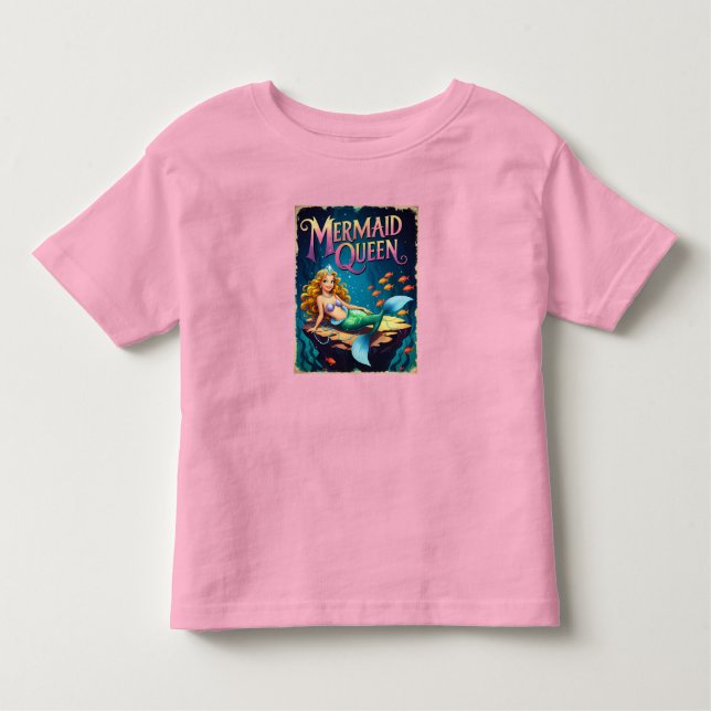 Camiseta Mermaid Queen Toddler Girls Ocean Princess Tee (Frente)