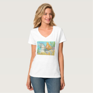 Camiseta Mermaid Riding Mercavalo Unicorn V NECK T SHIRT
