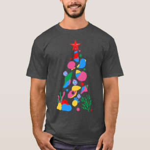 Camiseta Mermaid Seashell Engraçado Oceano Árvore de Natal