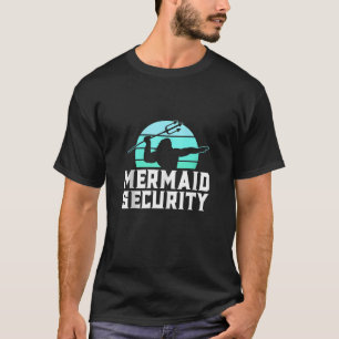 Camiseta Mermaid Security Mens Boys Swimmer Pai Merdad Trid