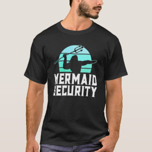 Camiseta Mermaid Security Mens Boys Swimmer Pai Merdad Trid
