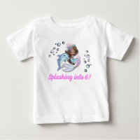 Mermaid Themed 6 Birthday T Shirt para Crianças