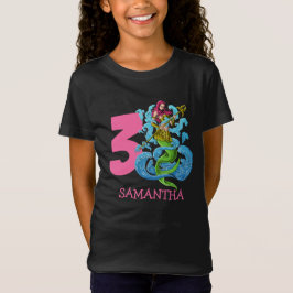 Camiseta Mermaid Warrior aniversário de 3 anos T Shirt
