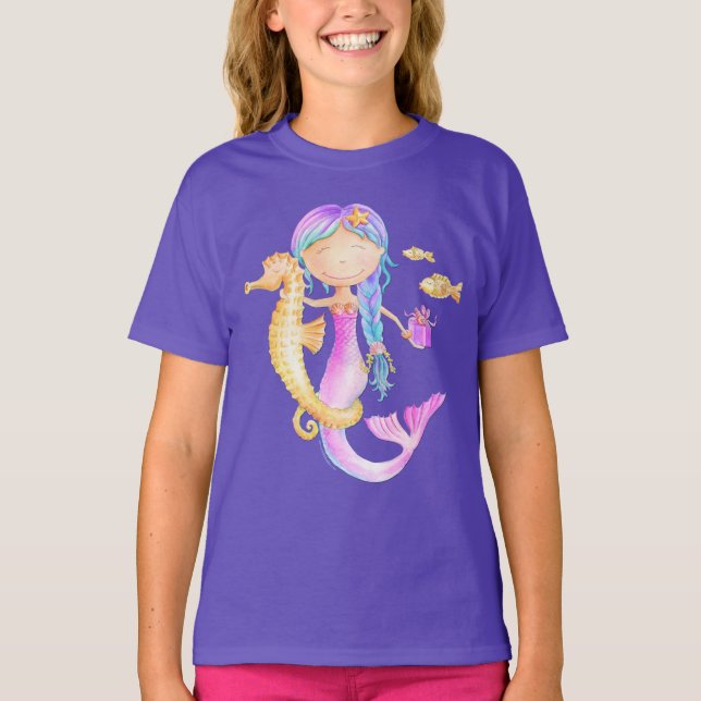 Camiseta Mermaid watercolor art (Frente)