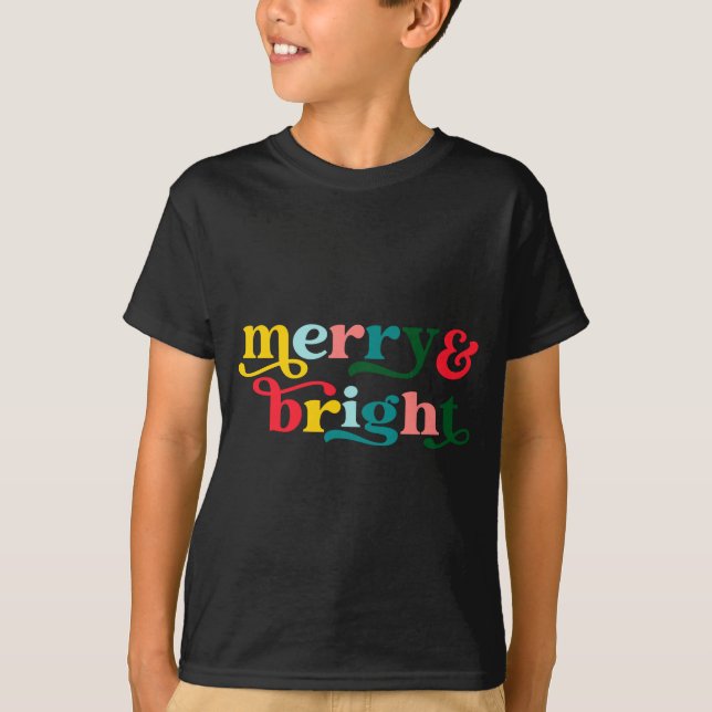 Camiseta Merry And Bright Modern Christmas Womens  (Frente)