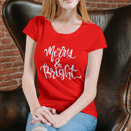 Camiseta Merry and Bright Modern Red Women’s Christmas