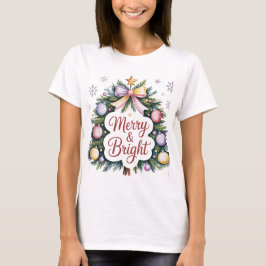 Camiseta Merry and Bright Modern Women's Christmas