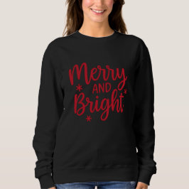 Camiseta Merry and Bright Typography Christmas Sweatshirt