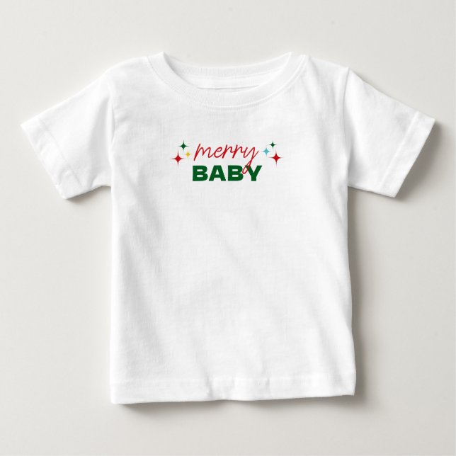 Camiseta Merry Baby Cute Colorful Script Christmas (Frente)