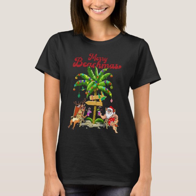Camiseta Merry Beachmas Tropical Beach Christmas in July (Frente)