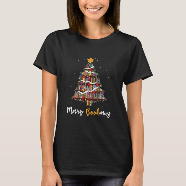 Camiseta Merry Bookmas Book Christmas Tree (Frente)