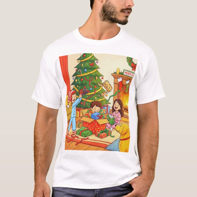 Camiseta Merry & Bright – Christmas Morning Magic (Frente)