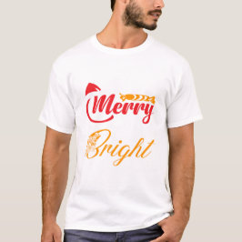Camiseta "Merry & Bright" Elegant Christmas Typography