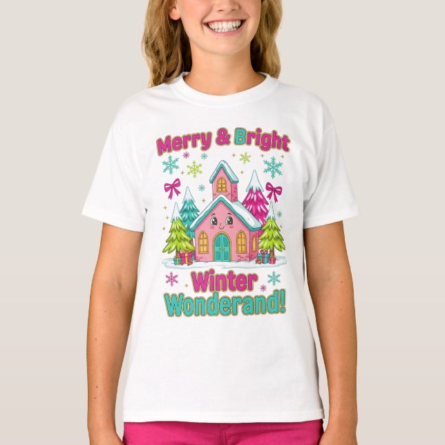 Camiseta "Merry & Bright Winter Wonderland" (Frente)