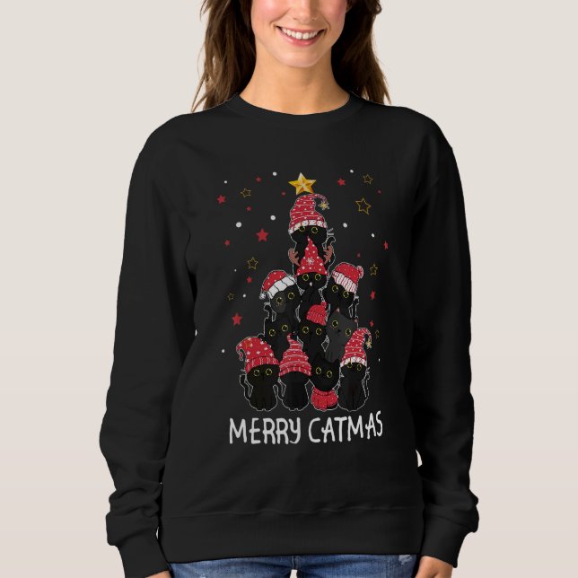 Camiseta Merry Cat Mas Santa Black Cat Christmas 2022 (Frente)