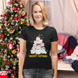 Camiseta Merry Catmas Funny Cats Christmas Tree