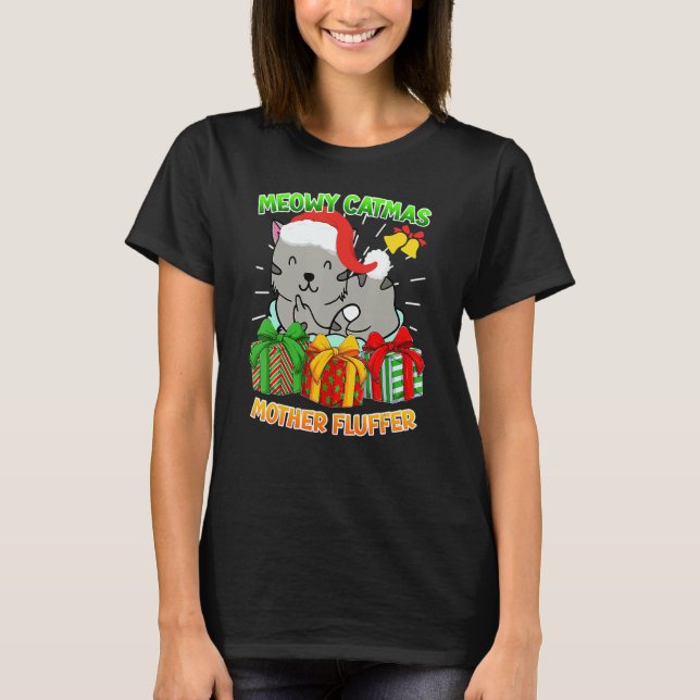 Camiseta Merry Catmas Mother Fluffer Cat Owner Cats (Frente)