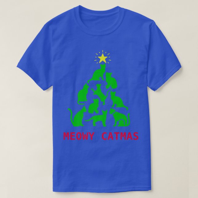Camiseta Merry Catmas Xmas Cat Christmas Tree  (Frente do Design)