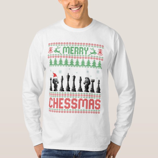 Camiseta Merry Chessmas Funny Chess christmas Ugly Sweater (Frente)